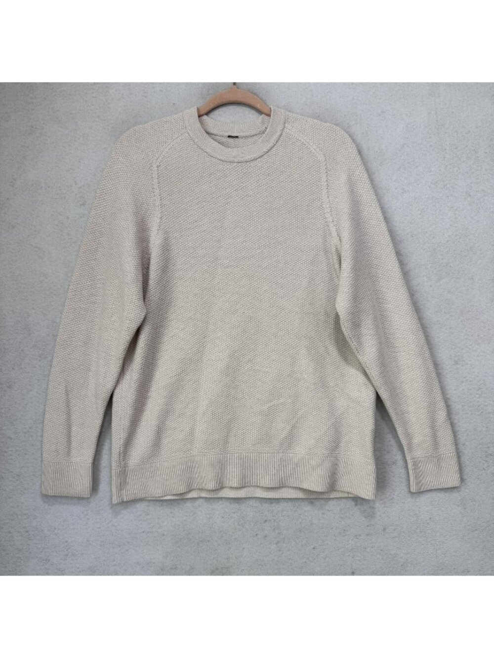 Lululemon Sweater Mens Large Beige Waffle Knit Crewneck Pullover Casual